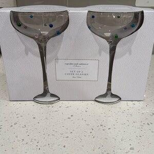 NEW Cupcakes and Cashmere Set Of 2 COUPE Glasses